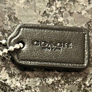 COACH Black/Gun Metal Leather Charm Keychain Hang Tag (New)